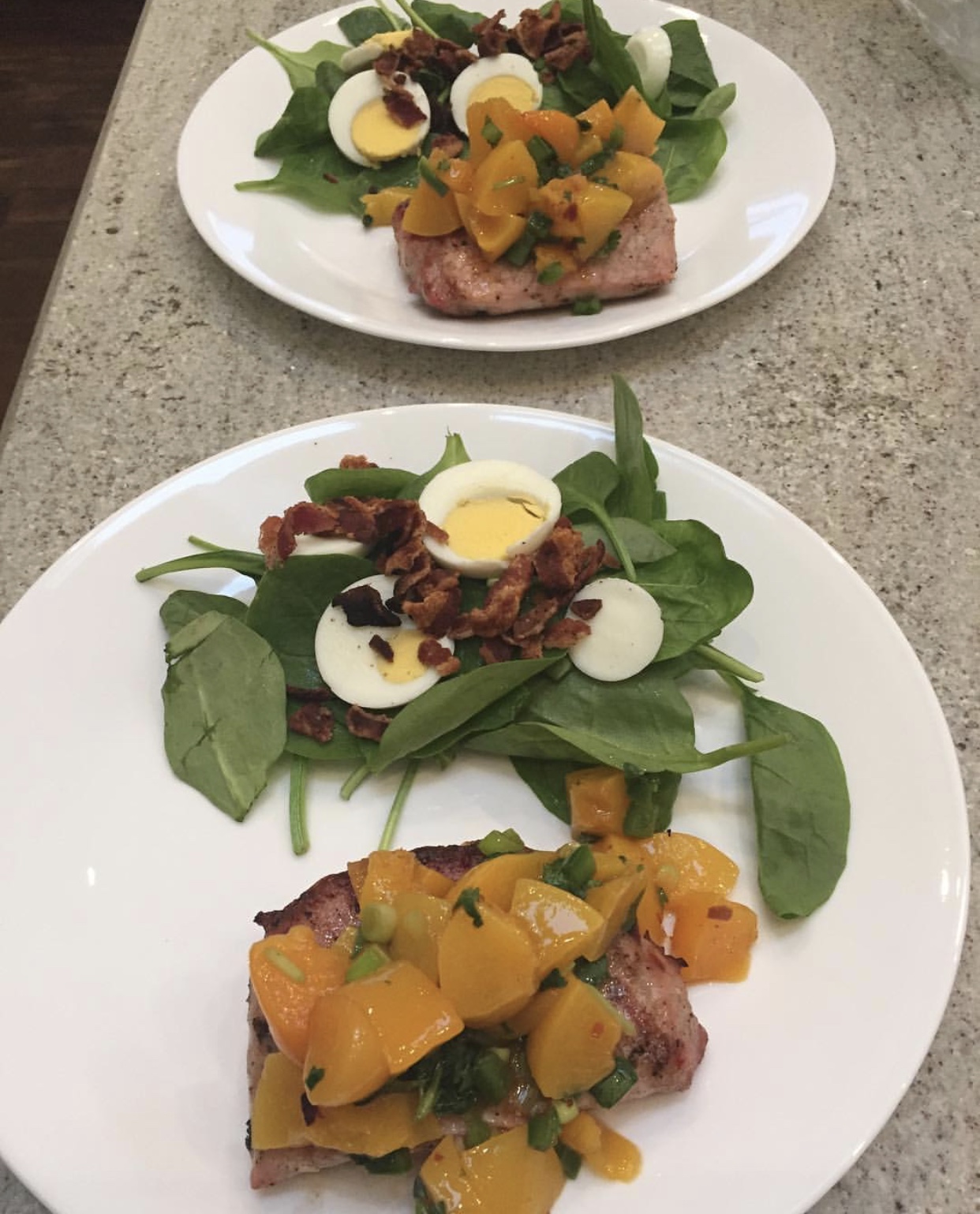 RockFish Farm Grilled Pork Chops with Peach and Jalapeño Salsa