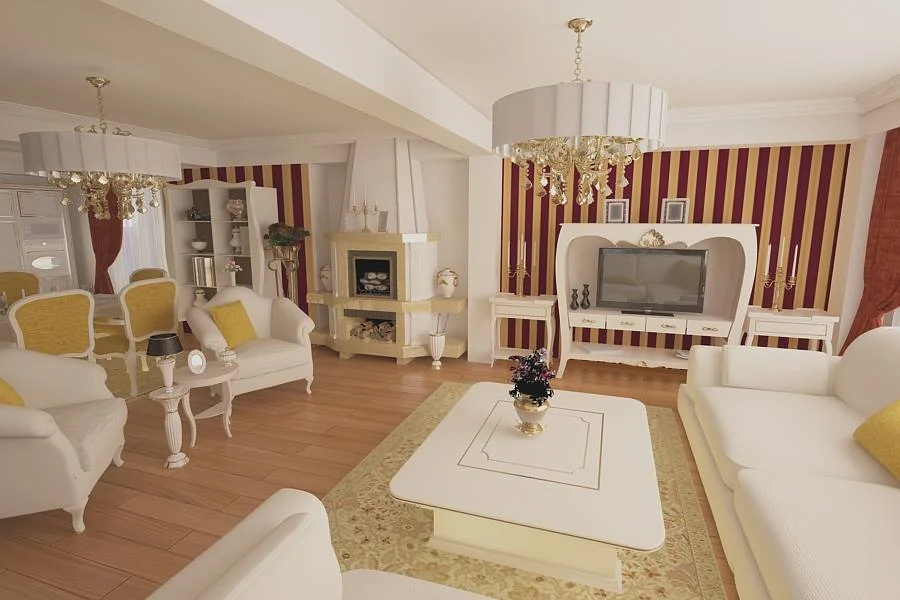 Design interior living cu bucatarie casa moderna - Bucuresti