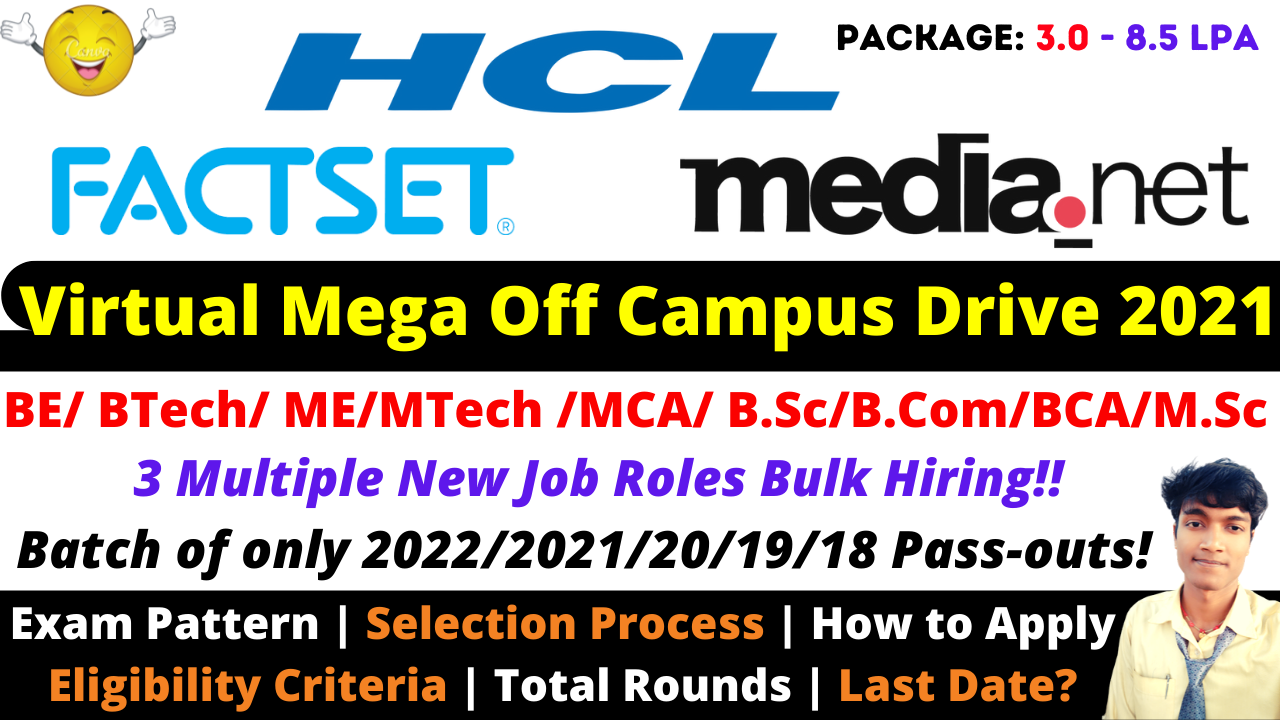 HCL Off Campus Drive 2021 Technical Support Engineer B.Tech/B.E/BCA Any Branch Salary 4.