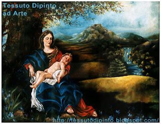 Madonna con bambino che dorme acrilico su tela cm 170x cm130
