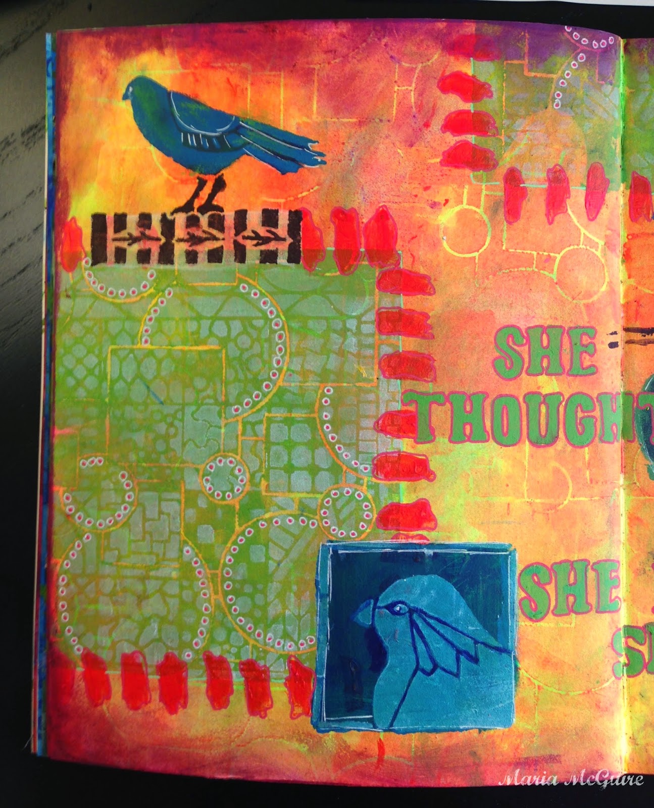 StencilGirl Talk Art Journal Page with StencilGirl Stencils GALORE!