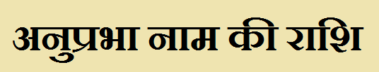 Anuprabha Name Rashi 