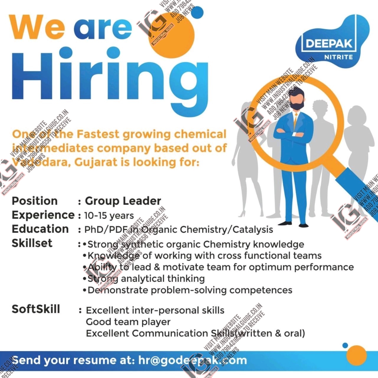 Deepak Nitrite Vadodara jobs for Team Leader apply now