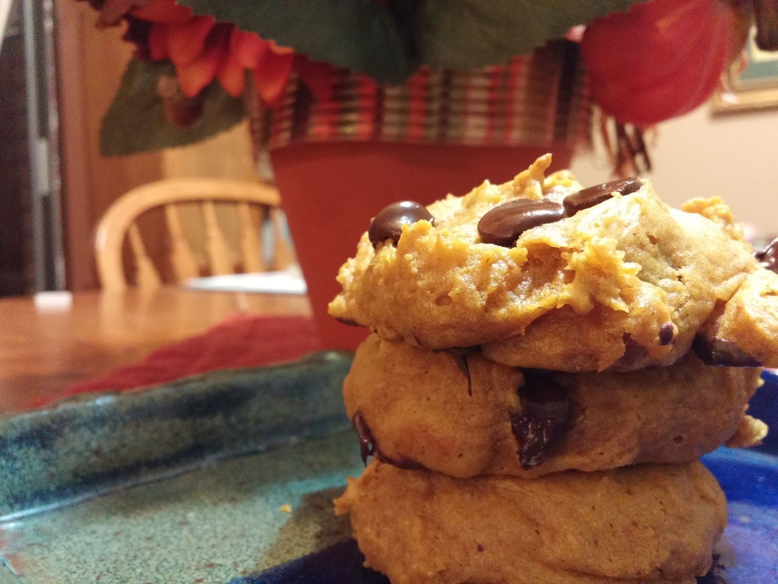 Pumpkin Chocolate Chip cookiesno cake mix & no eggs!