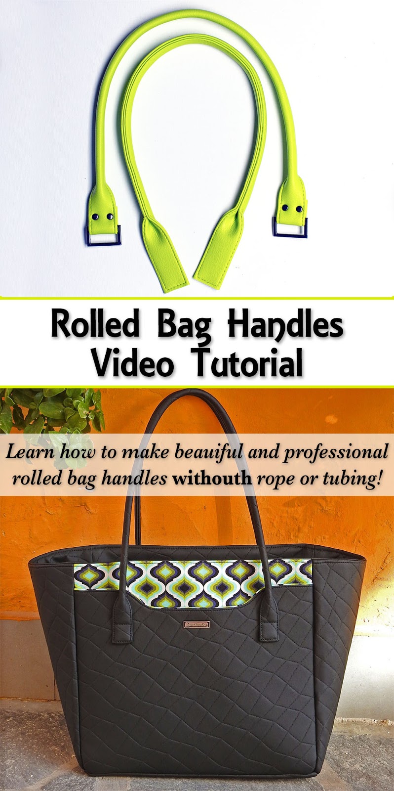 Pink Pony Design How to Sew Rolled Bag Handles Video Tutorial