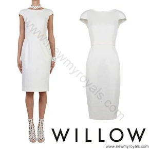 Crown Princess Mary Style WILLOW Jacquard Stretch and Leather Dress and CHRISTIAN LOUBOUTIN Pumps