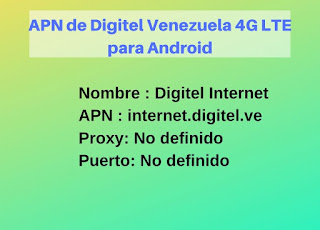 APN de Digitel Venezuela 4G LTE para Android actualizado