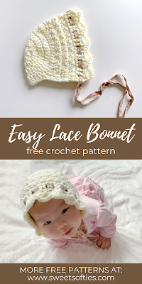 Easy Lace Bonnet (Free Crochet Pattern) - Sweet Softies