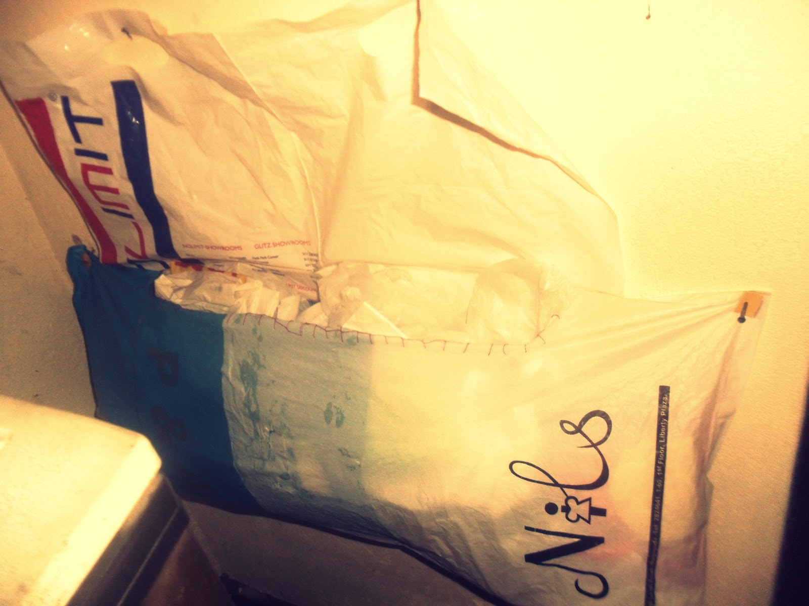 Blissmade Storage Space for Shopping Bags made out of Shopping Bags