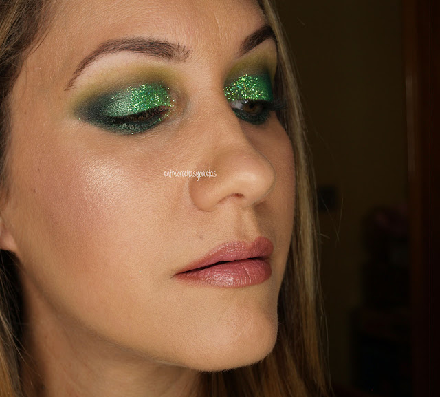 maquillaje fiesta navidad verde glitter