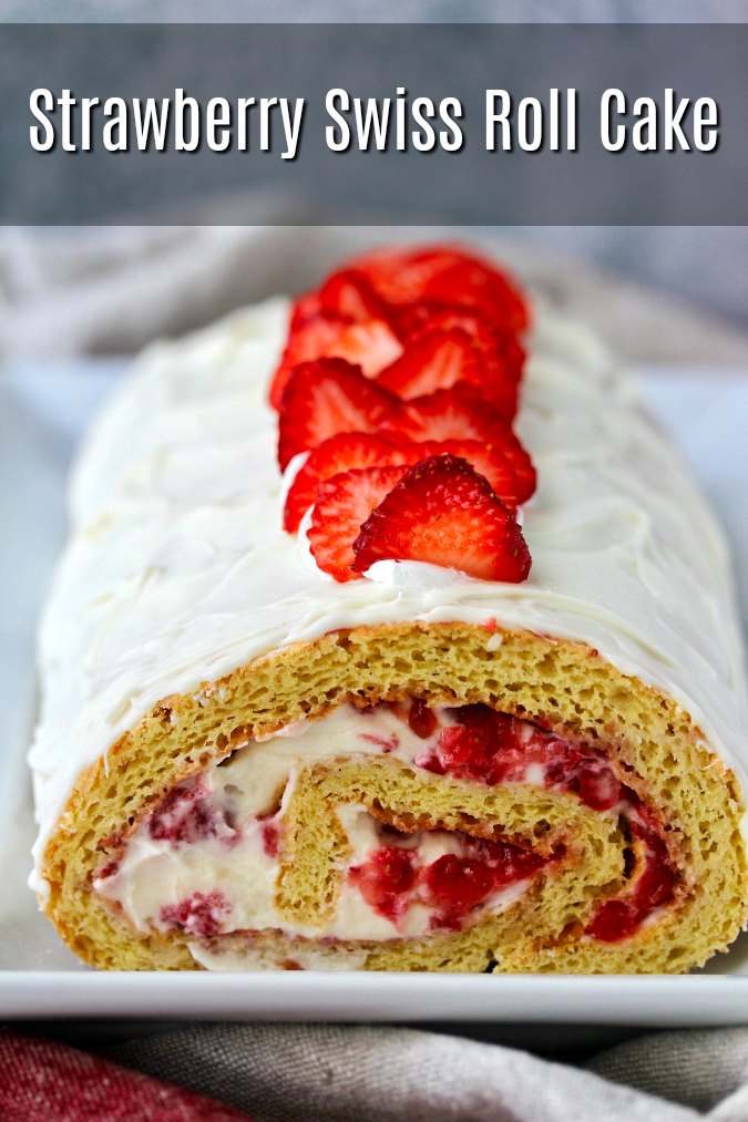 Strawberry Swiss Roll Cake with candy coating
