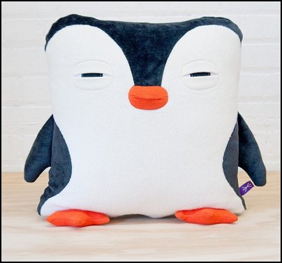 Penguin decorative animal throw pillow - Animal accent throw pet portrait pillow - Handmade cushion black grey orange beak dark grey penguin
