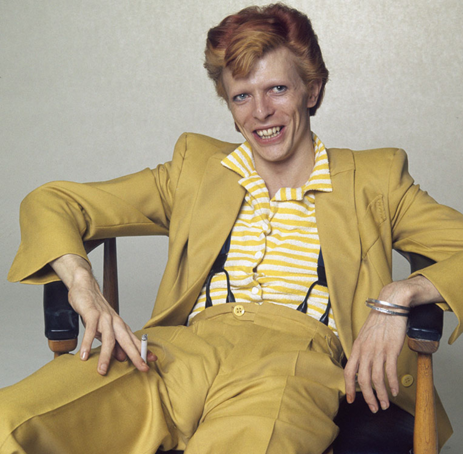 David Bowie in Mustard Yellow Suit, Photograph by Terry O&rsquo;Neill in 1974