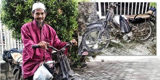 Demi Bertemu Anaknya Di Pesantren, Laki-Laki Ini Rela Mengendarai Motor Yang Sudah Tidak Layak Pakai