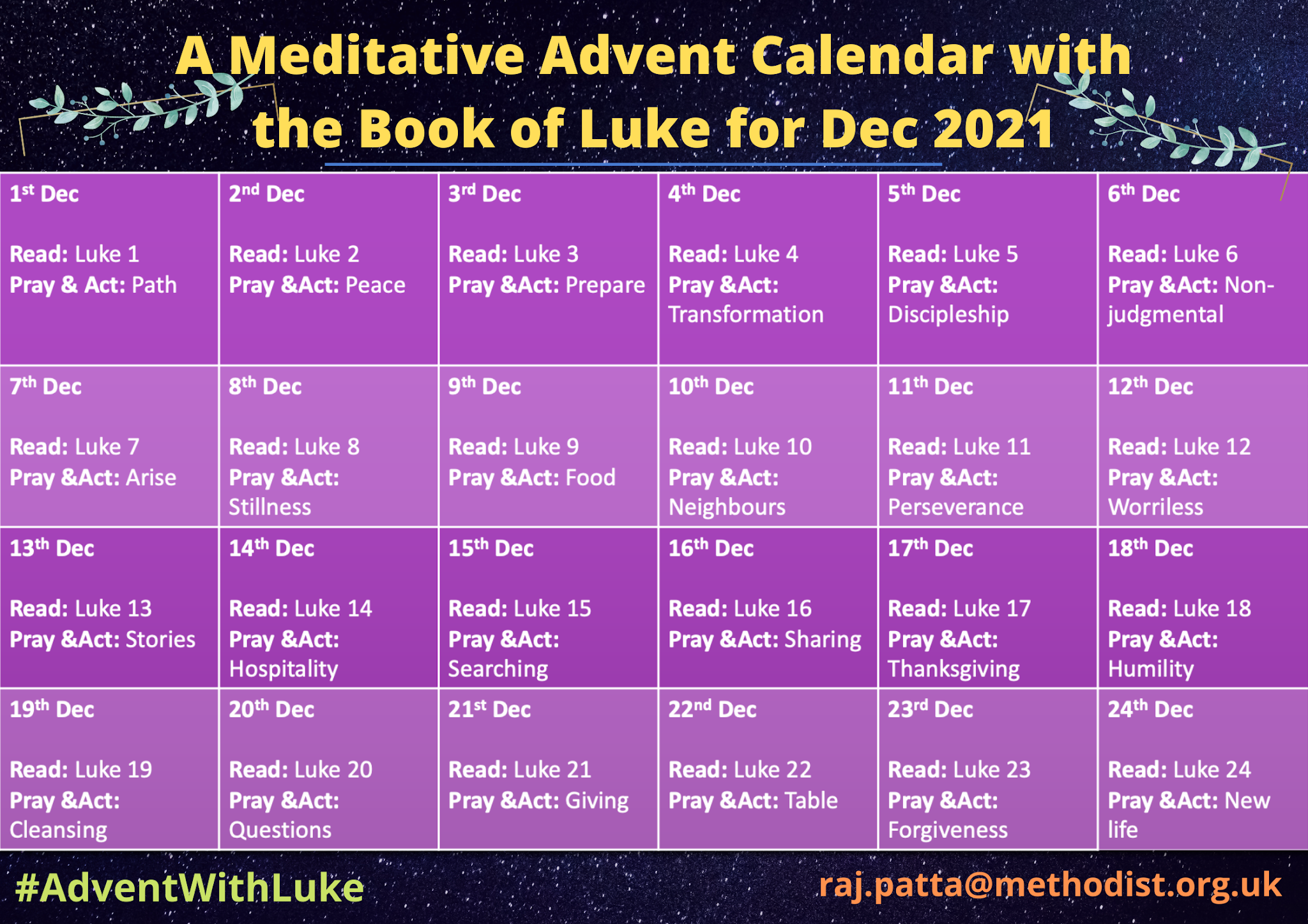 the pattas... Advent Calendar 2025 with the Book of Luke