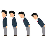男子学生のお辞儀のイラスト(会釈・敬礼・最敬礼)