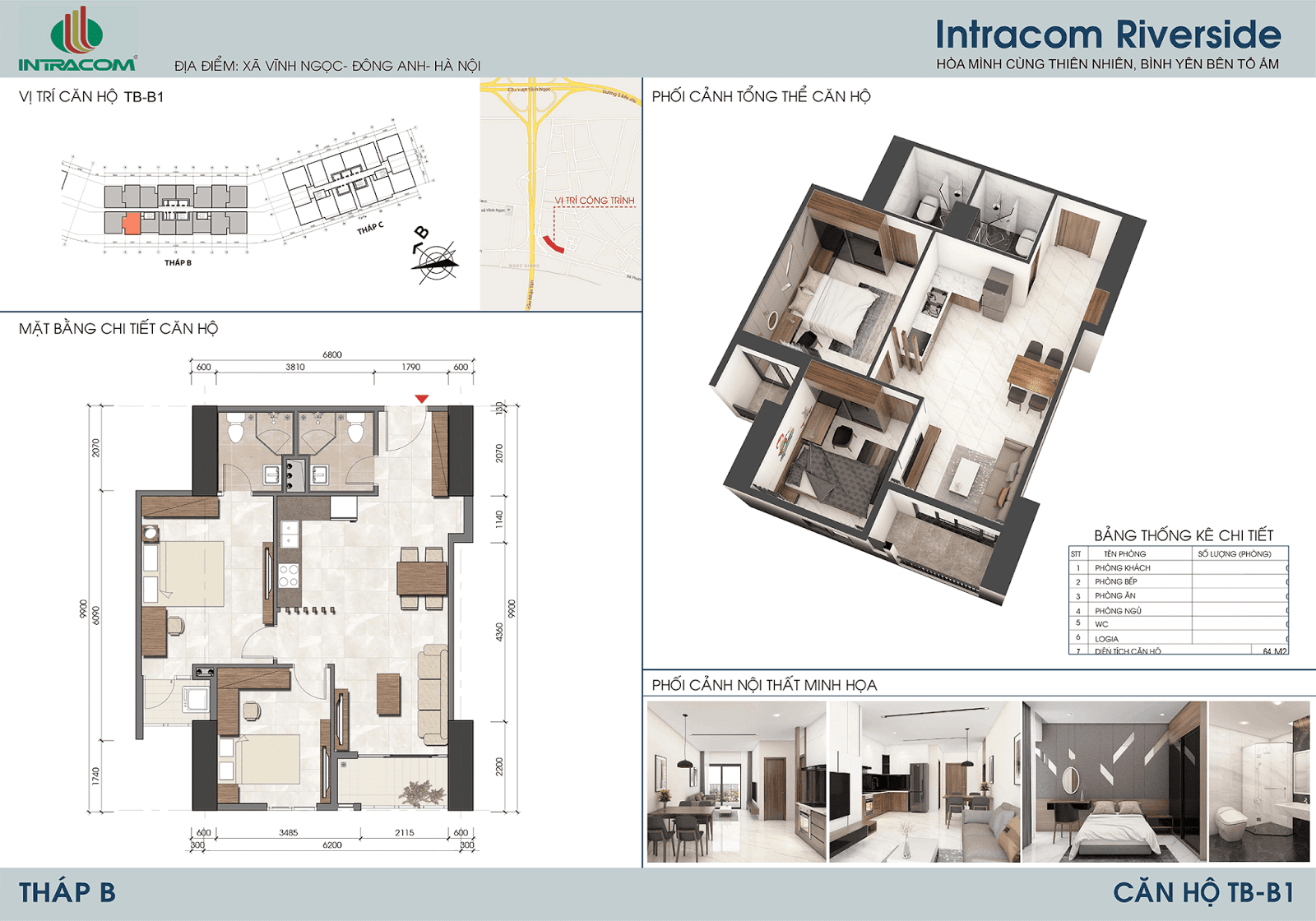 Căn hộ B1 tòa B chung cư Intracom Riverside.