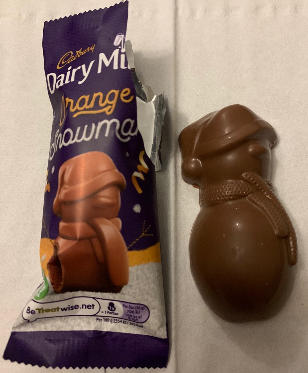FOODSTUFF FINDS Cadbury Dairy Milk Orange Snowman (Ocado) By Cinabar