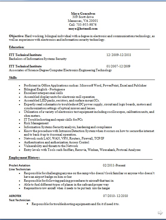 Line Technician Sample Resume Format in Word Free Download