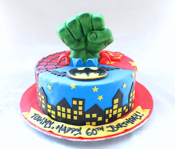 fondant Superhero superheroes cake hulk hand spiderman batman superman chucakes