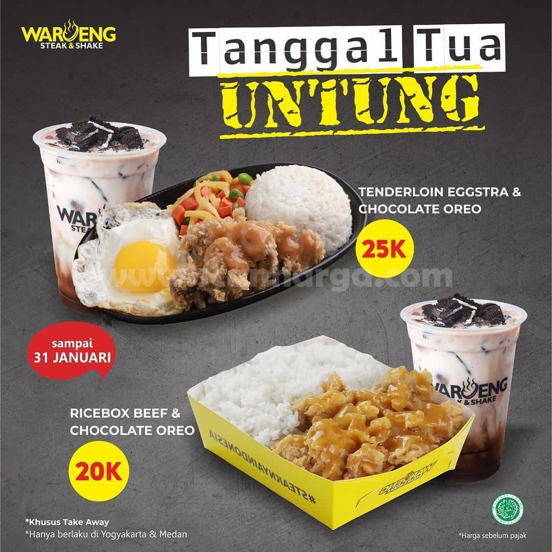 Waroeng Steak Promo Paket Tanggal Tua Untung! harga mulai Rp. 20K