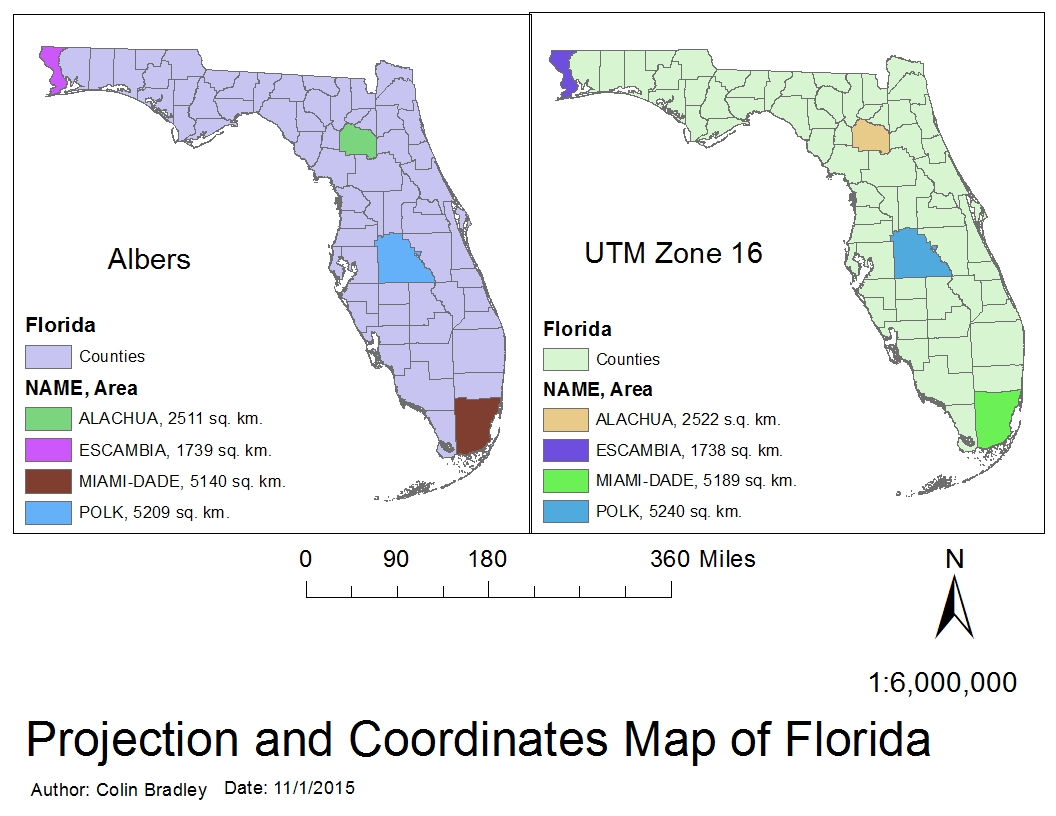 Colin's GIS Blog: Projection and Coordinates Map of Florida