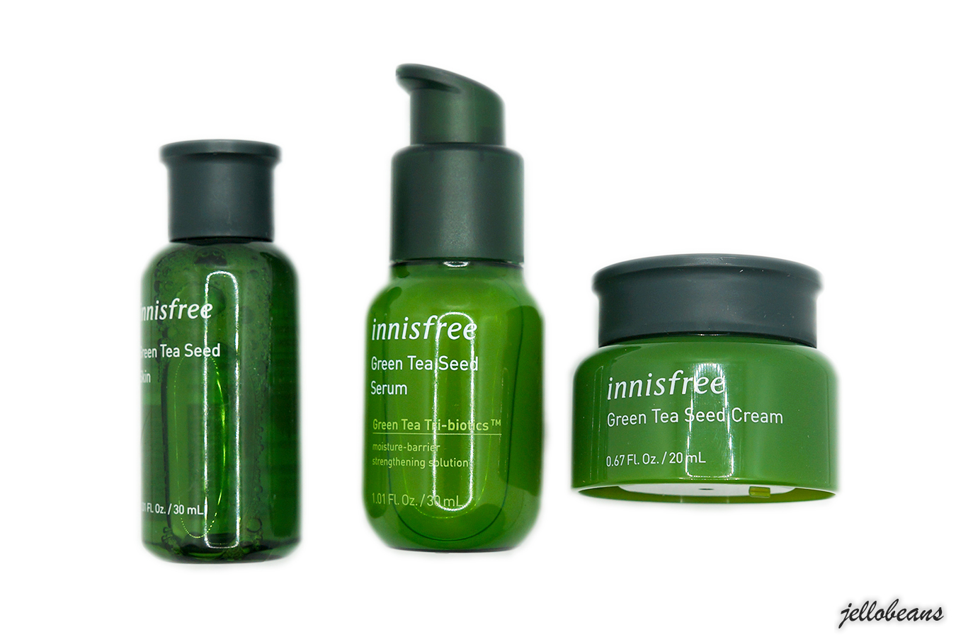 Sneak Peek Innisfree Green Tea Seed Serum, Skin and Cream Jello Beans