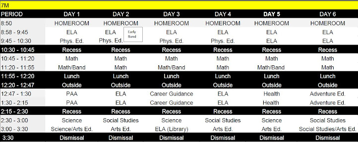 7M Classroom Timetable