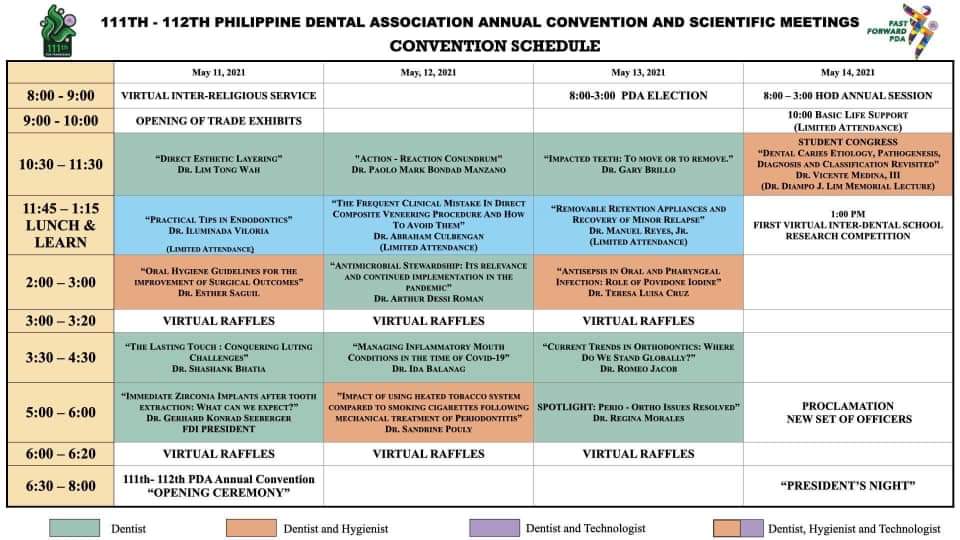 111th and 112th PHILIPPINE DENTAL ASSOCIATION (PDA) ANNUAL CONVENTION