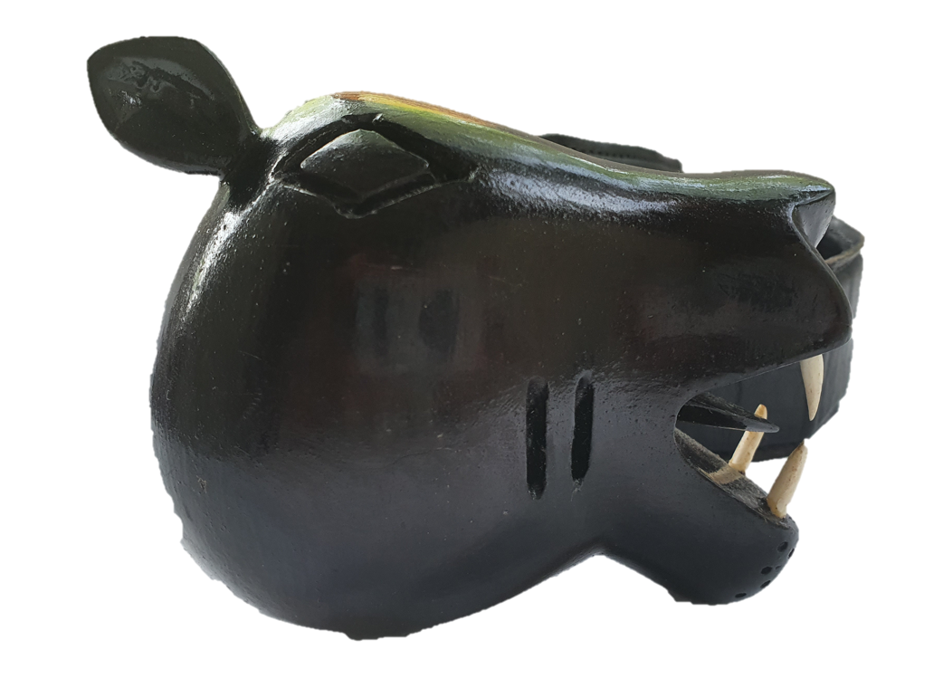 Malik Leather Belt w/ wood Cat Buckle