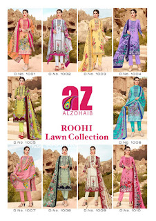 AlZohaid Roohi Lawn Pakistani Dress Material