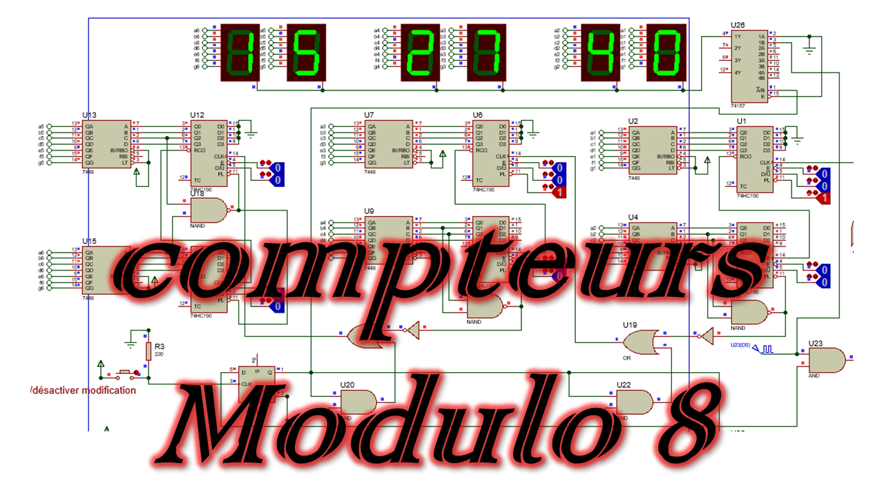 électronique numérique compteur modulo 8, compteur modulo 16