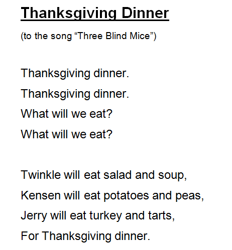 Turkey Dinner Song - A Thanksgiving Song with Lyrics in English and in  French
