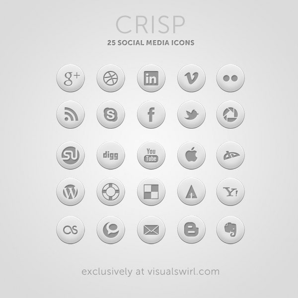 Crisp Free Round Social Icon Set