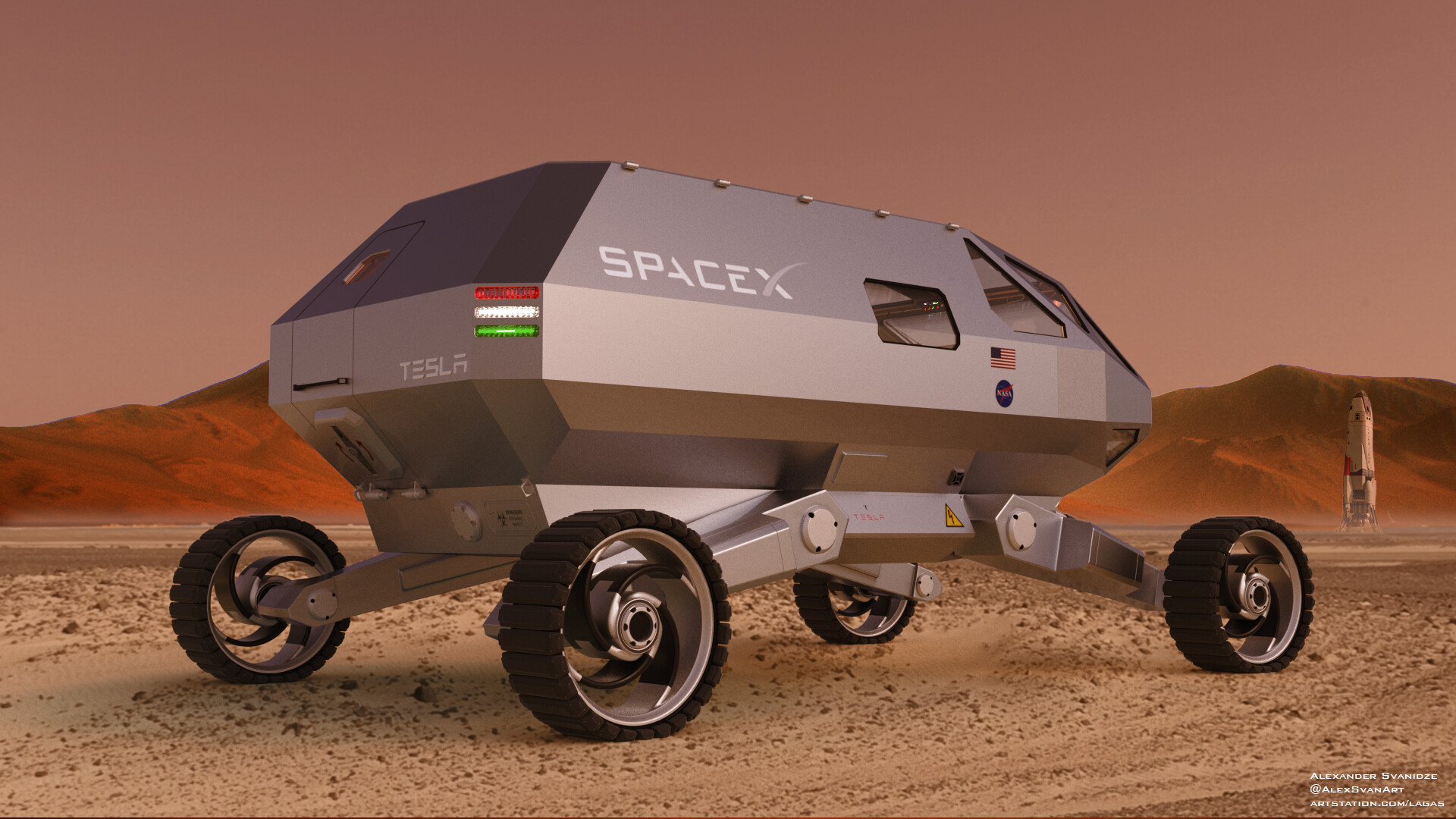 SpaceX Mars exploration rover concept by Alexander Svanidze human Mars