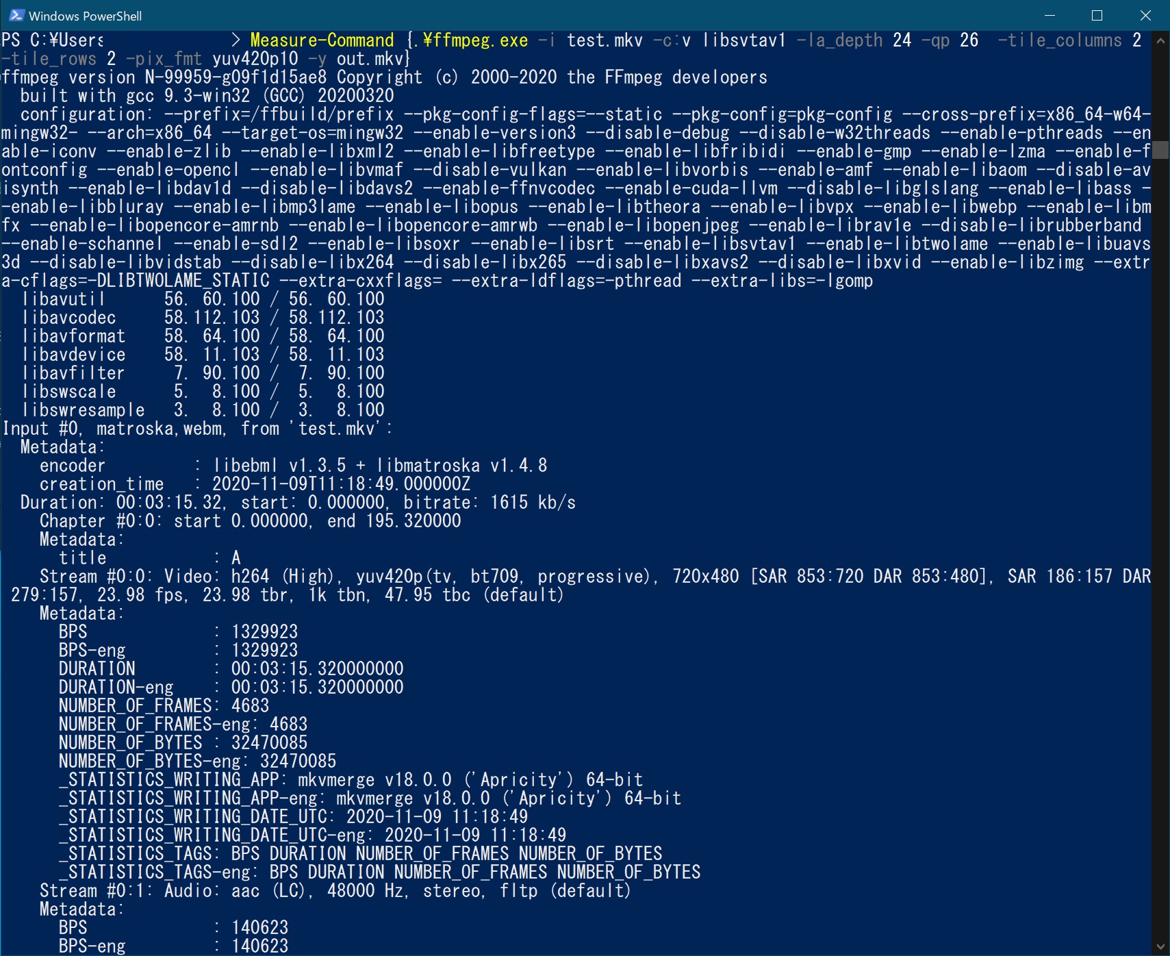 ffmpegでlibsvtav1エンコードをする【AV1】