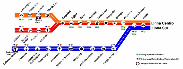 Mapa do metrô de Recife