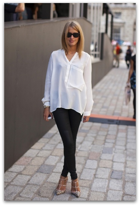 white blouse evening wear