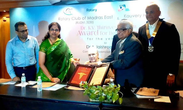 L to R: Dr. Aravindan Selvaraj, ED, Kauvery Hospital, Dr. Jaishree Gajaraj, Padma Shri Dr. K. V. Thiruvengadam, Mr. P Murari, IAS (retd.) and Rtn. Ananth, President, RCME. L to R: Dr. Aravindan Selvaraj, ED, Kauvery Hospital, Dr. Jaishree Gajaraj, Padma Shri Dr. K. V. Thiruvengadam, Mr. P Murari, IAS (retd.) and Rtn. Ananth, President, RCME.