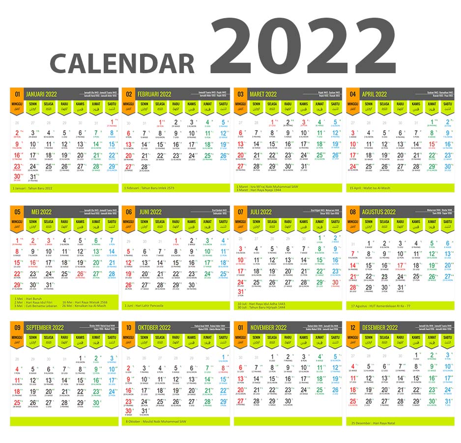 Excel 2022 calendar 2022 Printable