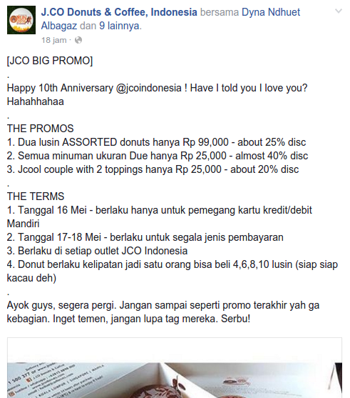 PROMO 2 Lusin JCO Donuts Cuma Rp 99.000, Terakhir Hari Ini dan Besok PROMO 2 Lusin JCO Donuts Cuma Rp 99.000, Terakhir Hari Ini dan Besok