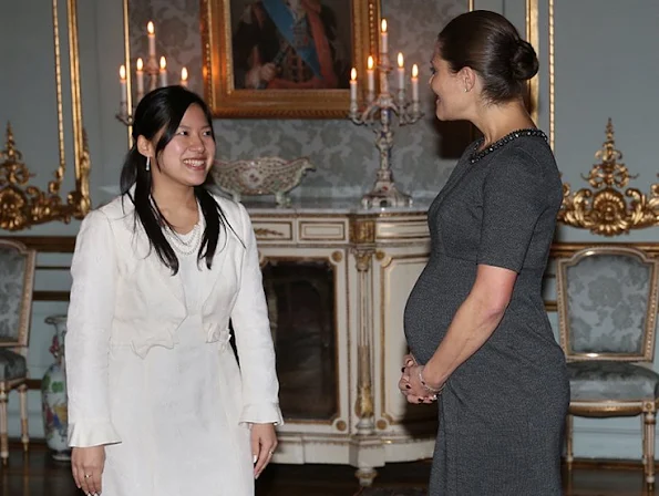 Crown Princess Victoria of Sweden met with Princess Ayako of Takamado at the Royal palace in Stockholm