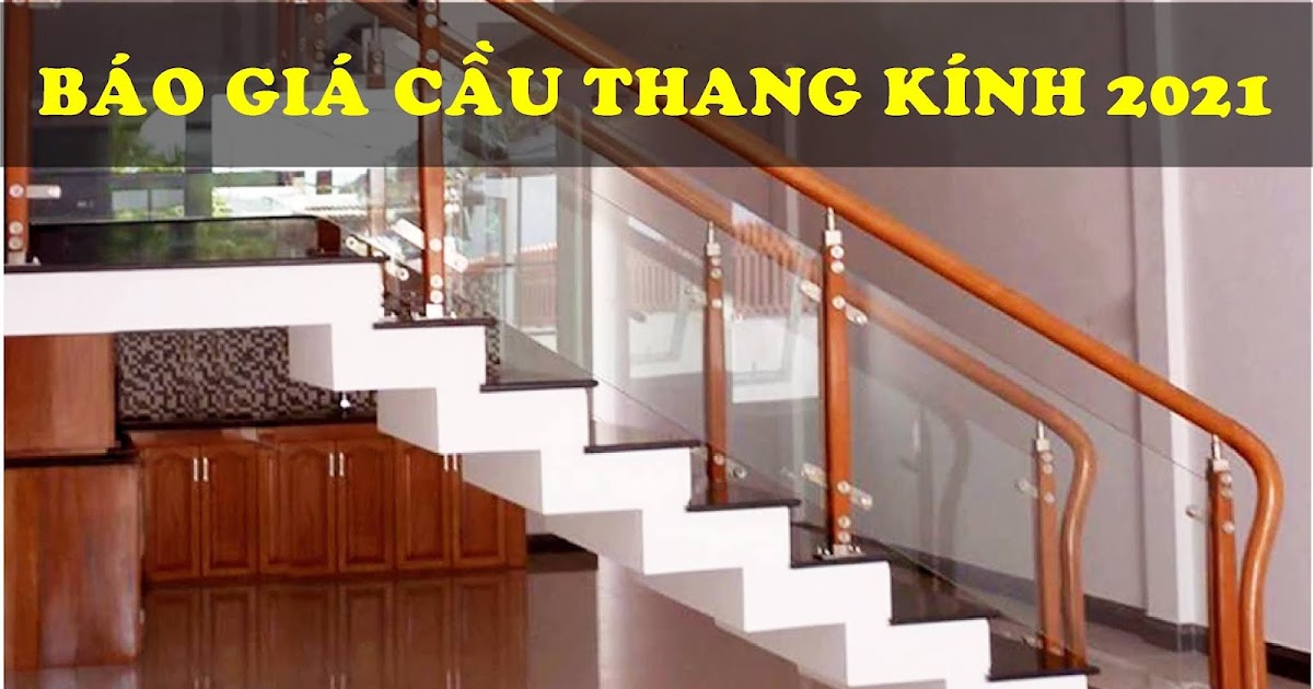 mẫu cầu thang kính gỗ