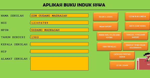 Aplikasi Buku Induk SD/MI SMP/MTs SMA/MA/SMK (Excel)
