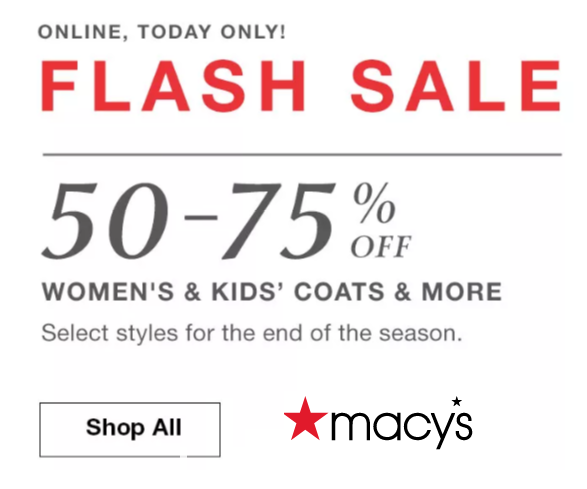 macy's flash sale today coats