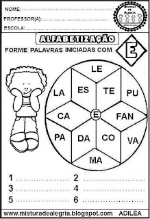 Atividades educativas para alfabetização,mosaico de palavras