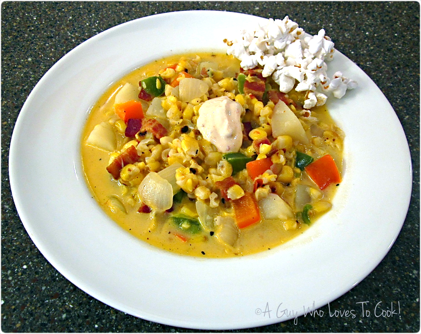A Guy Who Loves to Cook! Popcorn Soup (Roasted Corn Chowder)