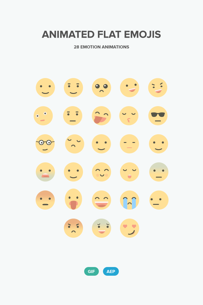 رموز تعبيرية متحركة بتصميم مسطح | Animated Flat Emojis
