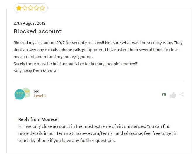 monese blocked account monese frozen account monese scam