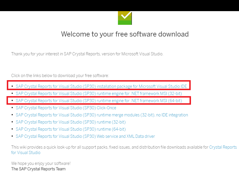 sap crystal reports runtime engine for .net framework